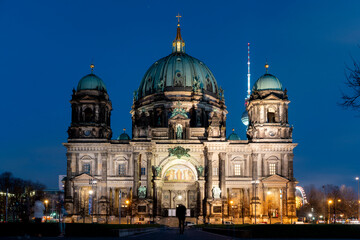 Berliner Dome at night, Berlin, Germany