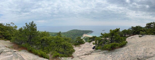 Elevated view from top of a mountain in Acadia National Park