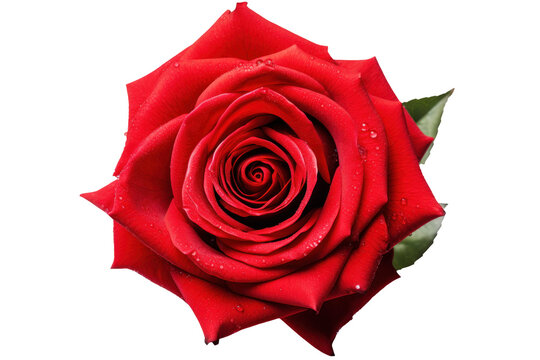 Top view image of red rose, background transparent material, Generative AI