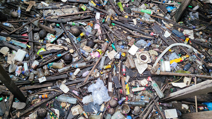 pile of sticks and various of trash