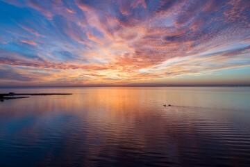 Kayaking on Mobile Bay at sunset in Daphne, Alabama