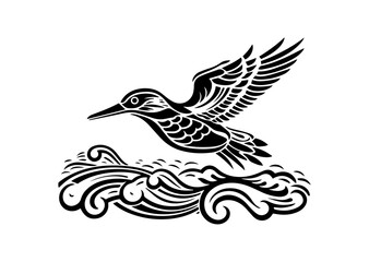 Seagull Tattoo stamp print Flight freedom peace in the world
