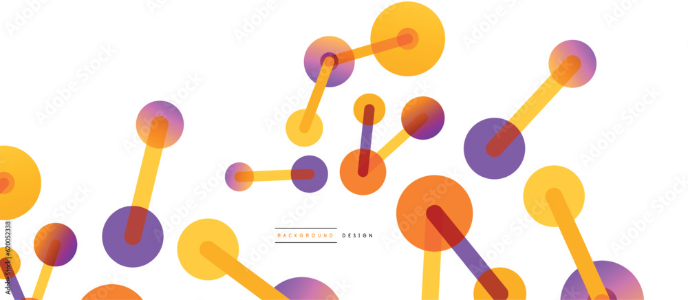 Poster Line points connections geometric abstract background. Circles connected by lines. Trendy techno business template for wallpaper, banner, background or landing