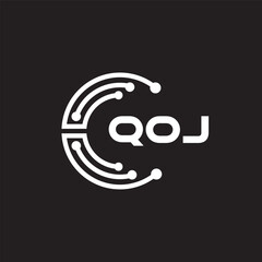 QOJ letter technology logo design on black background. QOJ creative initials letter IT logo concept. QOJ letter design.	
