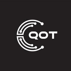 QOT letter technology logo design on black background. QOT creative initials letter IT logo concept. QOT letter design.	
