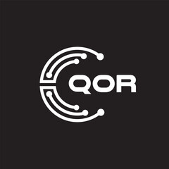QOR letter technology logo design on black background. QOR creative initials letter IT logo concept. QOR letter design.	
