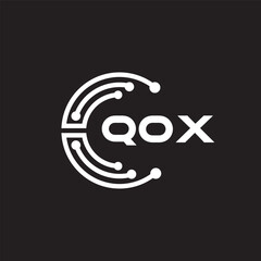QOX letter technology logo design on black background. QOX creative initials letter IT logo concept. QOX letter design.	
