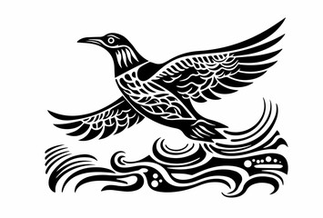 Obraz premium Seagull Tattoo stamp stamp print Flight freedom world