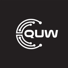 QUWletter technology logo design on black background. QUWcreative initials letter IT logo concept. QUWsetting shape design
