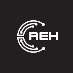 REHletter technology logo design on black background. REHcreative initials letter IT logo concept. REHsetting shape design
