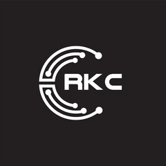 RKCletter technology logo design on black background. RKCcreative initials letter IT logo concept. RKCsetting shape design

