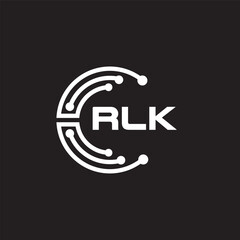 RLK letter technology logo design on black background. RLK creative initials letter IT logo concept. RLK setting shape design.
