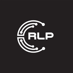 RLP letter technology logo design on black background. RLP creative initials letter IT logo concept. RLP setting shape design.
