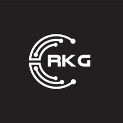 RKG letter technology logo design on black background. RKG creative initials letter IT logo concept. RKG setting shape design.
