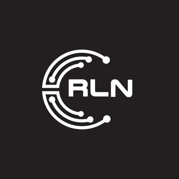 RLN letter technology logo design on black background. RLN creative initials letter IT logo concept. RLN setting shape design.
