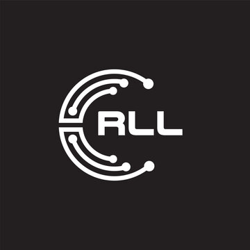 RLL letter technology logo design on black background. RLL creative initials letter IT logo concept. RLL setting shape design.
