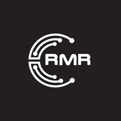 RMR letter technology logo design on black background. RMR creative initials letter IT logo concept. RMR setting shape design.
