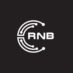 RNB letter technology logo design on black background. RNB creative initials letter IT logo concept. RNB setting shape design.
