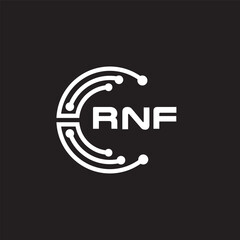 RNF letter technology logo design on black background. RNF creative initials letter IT logo concept. RNF setting shape design.
