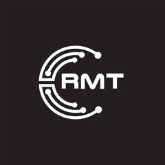 RMT letter technology logo design on black background. RMT creative initials letter IT logo concept. RMT setting shape design.
