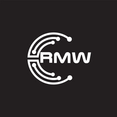 RMW letter technology logo design on black background. RMW creative initials letter IT logo concept. RMW setting shape design.
