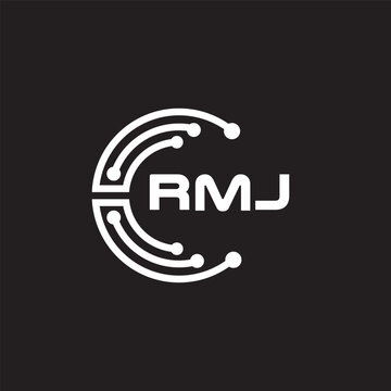 RMJ letter technology logo design on black background. RMJ creative initials letter IT logo concept. RMJ setting shape design.
