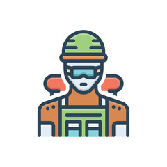 Color illustration icon for military