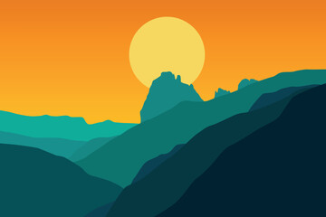 Wallpaper landscape with a colorful tone. Vector illustration for background design.
