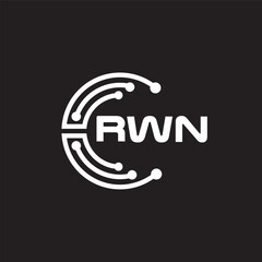 RWN letter technology logo design on black background. RWN creative initials letter IT logo concept. RWN setting shape design.
