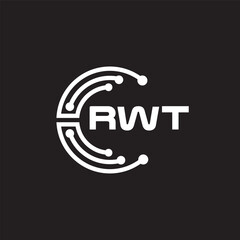 RWT letter technology logo design on black background. RWT creative initials letter IT logo concept. RWT setting shape design.
