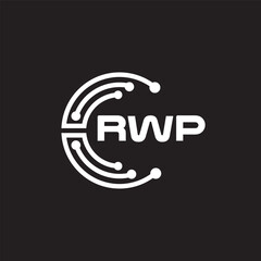 RWP letter technology logo design on black background. RWP creative initials letter IT logo concept. RWP setting shape design.
