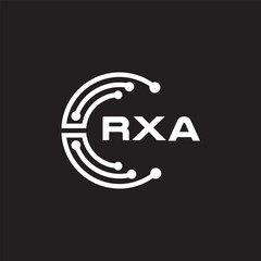RXA letter technology logo design on black background. RXA creative initials letter IT logo concept. RXA setting shape design.
