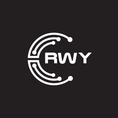 RWY letter technology logo design on black background. RWY creative initials letter IT logo concept. RWY setting shape design.
