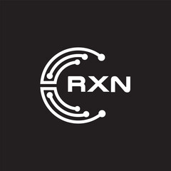 RXN letter technology logo design on black background. RXN creative initials letter IT logo concept. RXN setting shape design.
