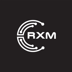 RXM letter technology logo design on black background. RXM creative initials letter IT logo concept. RXM setting shape design.
