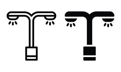 Street lamp icon with outline and glyph style.