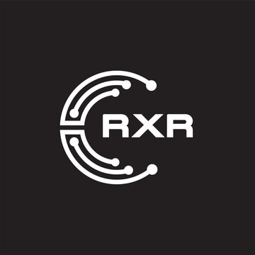 RXR letter technology logo design on black background. RXR creative initials letter IT logo concept. RXR setting shape design.
