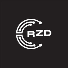 RZD letter technology logo design on black background. RZD creative initials letter IT logo concept. RZD setting shape design.

