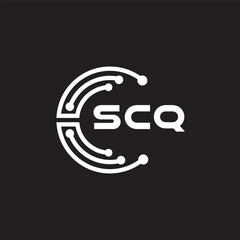 SCQ letter technology logo design on black background. SCQ creative initials letter IT logo concept. SCQ setting shape design.
