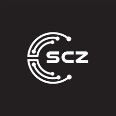 SDZ letter technology logo design on black background. SDZ creative initials letter IT logo concept. SDZ setting shape design.
