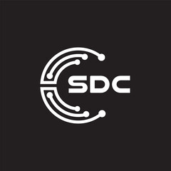 SDC letter technology logo design on black background. SDC creative initials letter IT logo concept. SDC setting shape design.
