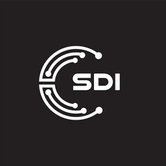 SDI letter technology logo design on black background. SDI creative initials letter IT logo concept. SDI setting shape design.
