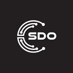SDO letter technology logo design on black background. SDO creative initials letter IT logo concept. SDO setting shape design.
