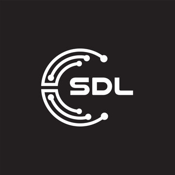 SDL letter technology logo design on black background. SDL creative initials letter IT logo concept. SDL setting shape design.

