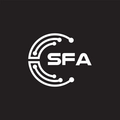 SFA letter technology logo design on black background. SFA creative initials letter IT logo concept. SFA setting shape design.
