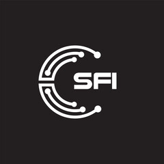 SFI letter technology logo design on black background. SFI creative initials letter IT logo concept. SFI setting shape design.
