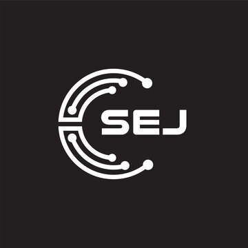 SEJ letter technology logo design on black background. SEJ creative initials letter IT logo concept. SEJ setting shape design.
