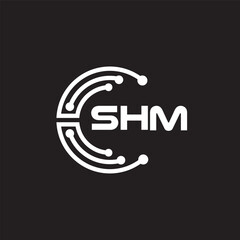 SHM letter technology logo design on black background. SHM creative initials letter IT logo concept. SHM setting shape design.
