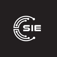 SIE letter technology logo design on black background. SIE creative initials letter IT logo concept. SIE setting shape design.
