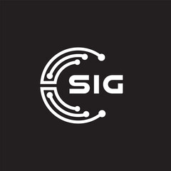 SIG letter technology logo design on black background. SIG creative initials letter IT logo concept. SIG setting shape design.
